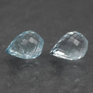 💎 Pair 2pcs/3.24ct Briolette Natural Blue Aquamarine - Unheated, Brazil Gems - Picture 1 of 4
