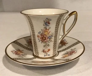 Vintage Alka Kunst Bavaria Multi Colored Floral Demitasse Demi Cup and Saucer - Picture 1 of 10