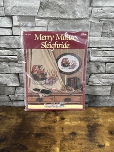 Merry Mouse Sleighride Cross Stitch Donna Gallagher Creative Needlearts New - Picture 1 of 6