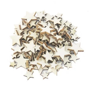 100 Stücke Verschiedene Größe Natürliche Holz Sterne Plain Shabby - Picture 1 of 5