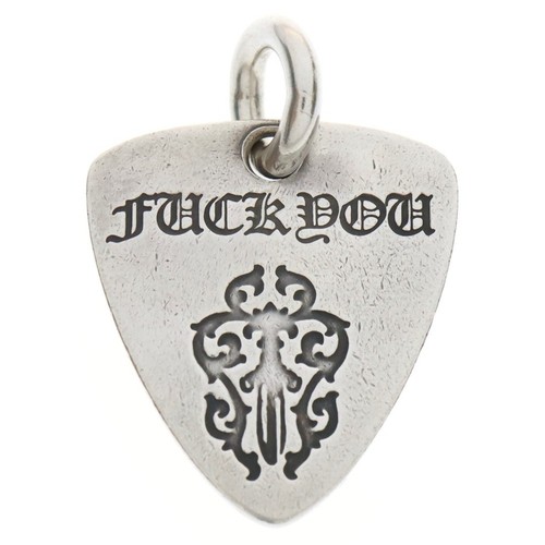 CHROME HEARTS Collana ciondolo pick chitarra cuori cromati top argento usata 662f7d7d18cf291b4d42b