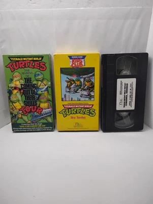 Set Of 3 Vintage TMNT VHS Cartoon Videos, Sky Turtles, Cowabunga Shreadhead &... - Image 1 of 4
