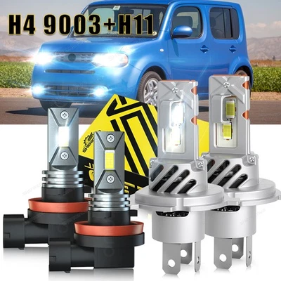For Nissan Cube 2009-2014 6500K H4 H11 H8 LED Headlight FogLight Combo Bulbs Kit - Image 1 of 4