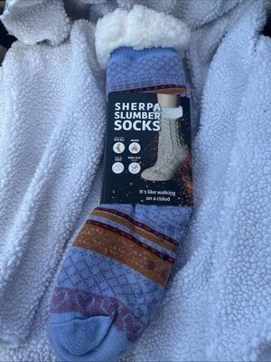 Nuevos calcetines Heat Trendz Sherpa para dormir talla 1 para todas las rayas multicolores unisex Foto 1 de 4