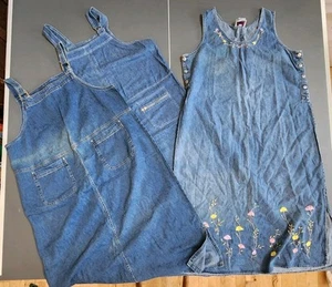 Lot (3) Of Women's Plus Denim Jumper Maxi Country Cottage 1X - Picture 1 of 5