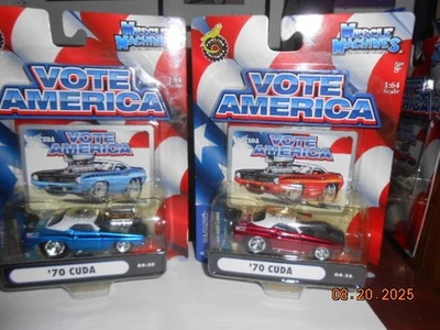 DE COLECCIÓN 2 FUNLINE 1970 PLYMOUTH CUDA MUSCLE MACHINES 2004 VOTO AMÉRICA Foto 1 de 3