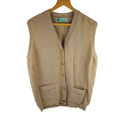 Chas N Whillans Wool Sweater Vest Size Approx 14 Beige Waistcoat Vintage - Image 1 of 4