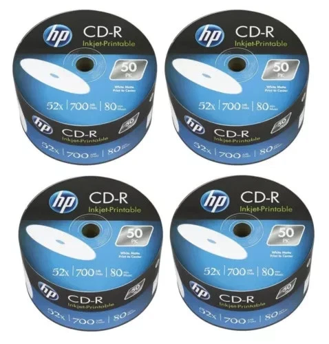 200 Genuine HP Inkjet Printable CD-R 80 mins Blank CD Discs 700MB 52X - Image 1 of 1