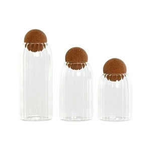 Set de 3 Botes Home ESPRIT Transparente Corcho Vidrio de Borosilicato 1 L 3 P - Imagen 1 de 3