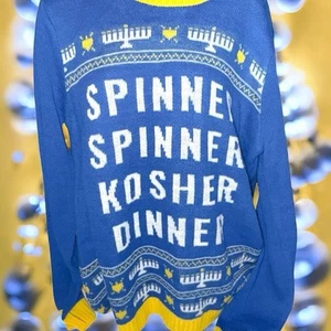 Suéter Feo Para Hombres Talla L Grande Menorá Hanukkah Jersey Judío Polo Norte - Imagen 1 de 9
