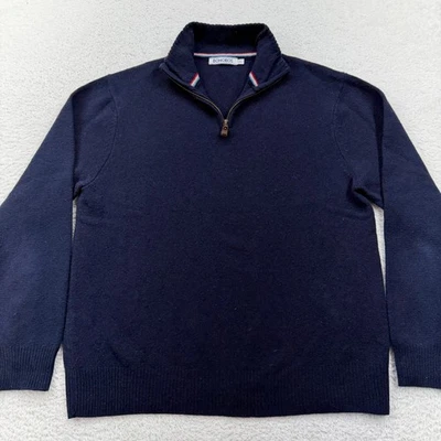 Suéter pulôver manga longa masculino BONOBOS lã azul marinho quarto de zíper tamanho G - Imagem 1 de 4