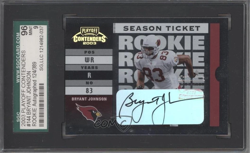 2003 Playoff Contenders /389 Bryant Johnson #144 SGC 9 MINT Rookie Auto RC - Image 1 of 2