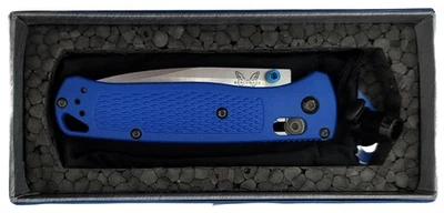 Benchmade Bugout 535 Blue Grivory Handle S30V Axis Lock Belt Clip Folding Knife - Image 1 of 4
