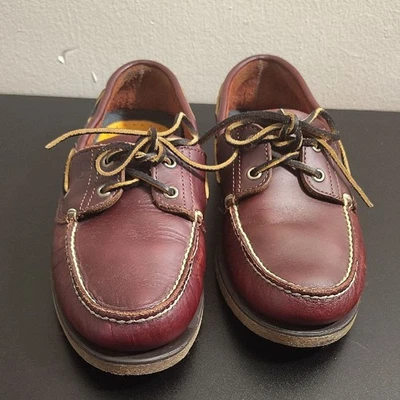 Timberland Clásico 2 Ojos Cuero Borgoña Barco Zapatos Para Hombre Talla 10M Foto 1 de 4