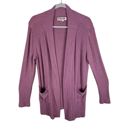 Cárdigan DOLAN West Coast Collection Malva Gran Tamaño Abierto Acanalado Bolsillos Talla M Foto 1 de 4