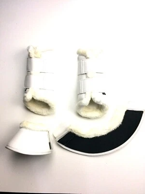 Gamaschen plus Hufschoner Hufglocken für alle Pferde und Ponys als Set weiß - Bild 1 von 2