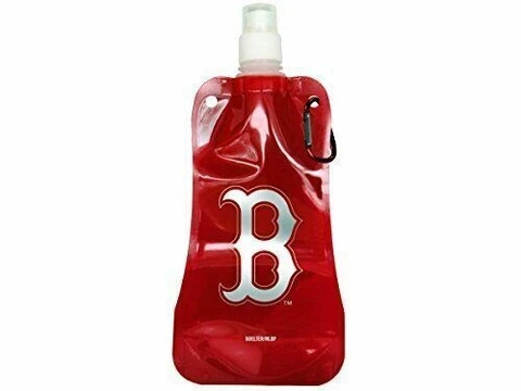 MLB Boston Red Sox Foldable Water Bottle Flask Drink Collapsible Reusable 16oz Cover