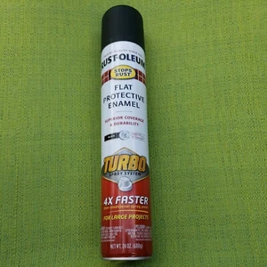 Rustoleum Turbo FLAT Black Spray Paint System Wider spray 24oz (Quantity 1) - Picture 1 of 2