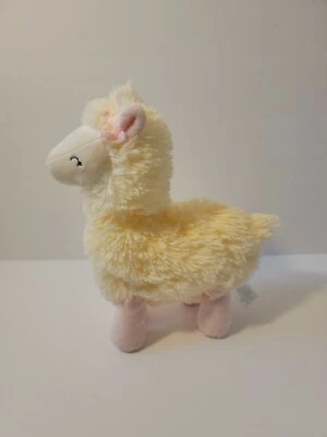 Carters Just One You Llama Light Yellow Pink Bow Plush Stuffed Animal Shaggy 8"L - Image 1 of 4