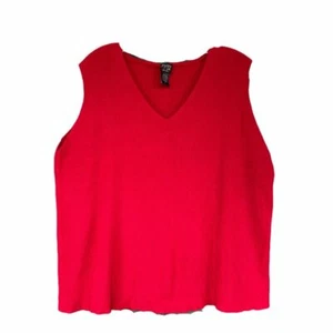 Eileen Fisher Women's Red Ribbed Knit Tank Top, Size Large - Picture 1 of 3