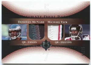 2005 Ultimate Collection Donovan McNabb Michael Vick Dual Patch #/25 *creases