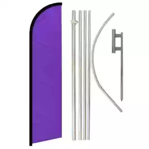 Purple Solid Color Windless Advertising Banner Flag & Pole Kit - Picture 1 of 9