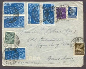 Italy To Argentina Airmail Cover 1938 Multi Franking 5 Air Blue Stamps 2 Lire +4 - Picture 1 of 2