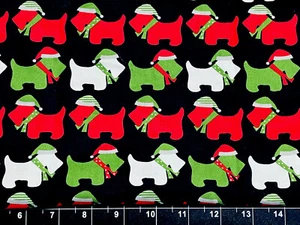 Tina Scrap 9"x21" Dog Puppy Christmas Scottish Terrier Scottie Cotton Fabric - Picture 1 of 1