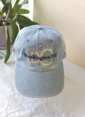 Size Adjustable Denim Hat Men / Women Washington DC Logo USA  By Mega Cap - Image 1 of 4