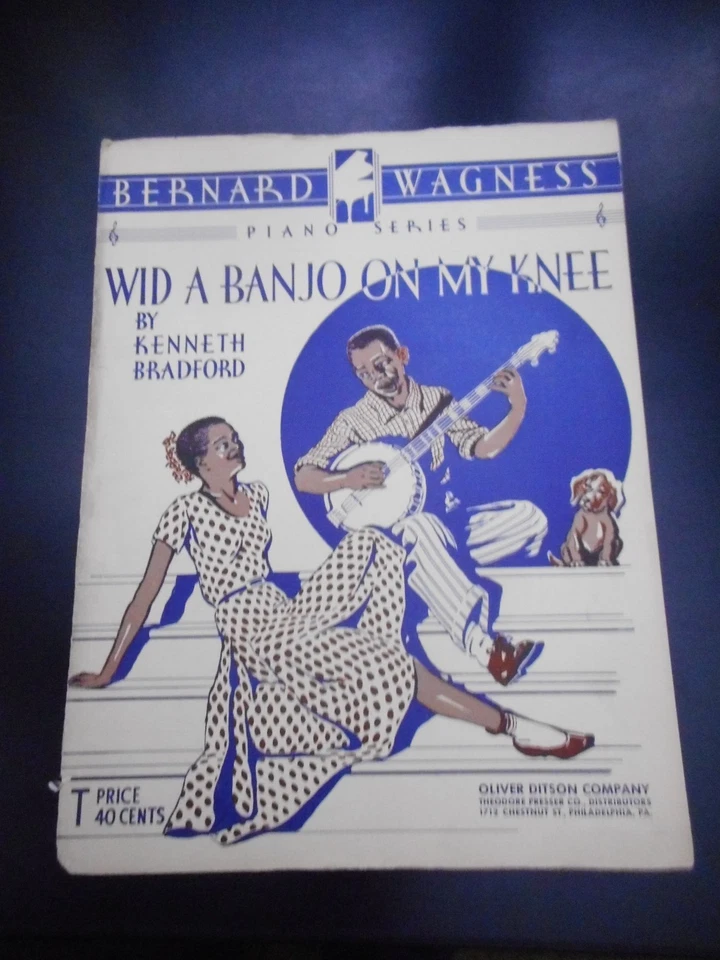 *    BERNARD WAGNESS PIANO:  WID A BANJO ON MY KNEE'sheet music-Vintage ORIGINAL - Image 1 of 1