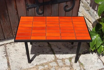 Table basse céramique orange dans le goût de Roger Capron 1950 - Photo 1/4