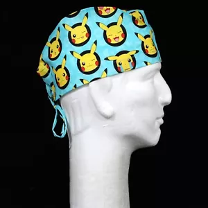 Pokemon on Sky Blue Theme Scrub Hat Rare - Picture 1 of 1