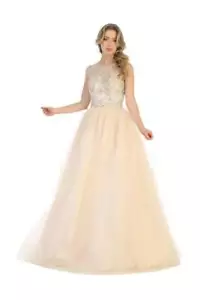 Womens Dresses For Quinceanera Long Crew Neck Sleeveless Ball Gown Plus Size - Picture 1 of 13
