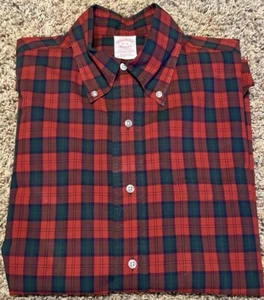 Vintage Brooks Brothers Makers rot grün kariertes Hemd Made in USA OCBD alle Baumwolle - Bild 1 von 11