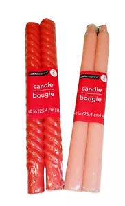 Fun Valentine's Day Candles 10" Red Swirl And Pink Ridge Stem Taper - Picture 1 of 6