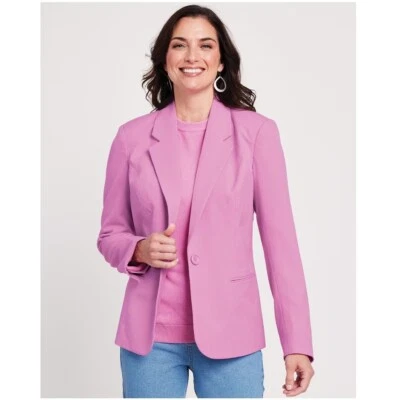Blair женщин с подкладкой Blazer куртка плюс маленький 20P розовый сиреневый шифоновое бедра длина - Изображение 1 из 4