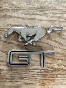 Vintage Chrome OEM Ford Genuine Emblem Mustang  68113 C8ZB-8A224 & GT Emblem - Picture 1 of 4