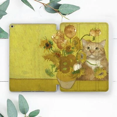 Van Gogh Sunflowers With Cats Case For iPad 10.2 Pro 12.9 11 9.7 Air 3 4 5 Mini - Image 1 of 4