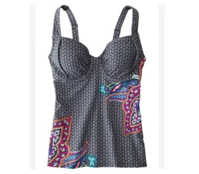 NUEVO Top Tankini de Natación Title Nine Bodacious 32C Carnaval Paisley PINCHADO ESTAMPADO Foto 1 de 4