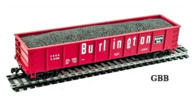 HO Scale BURLINGTON 40' GONDOLA CAR with COAL LOAD MANTUA - Model Power 731062 - Image 1 of 2