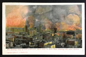 Terremoto del distrito minorista de San Francisco The Burning City of Retail A28 1906 - Imagen 1 de 2