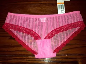 NWT JEZEBEL TEXTURED LACE HIPSTER PANTIES PINK /RED 70609 S - Picture 1 of 2