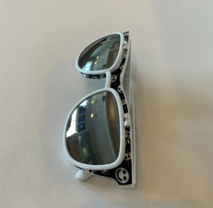 WAYFAIR STYLE GLASSES WHITE FLIP UP FRAME W/ HAPPY FACE PRINTS MIRROR LENSES - Picture 1 of 5