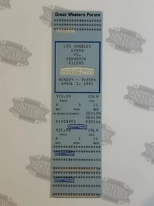 1995 Edmonton Oilers at Los Angeles Kings Ticket 4.3.95 Wayne Gretzky 2 Assists - Bild 1 von 2