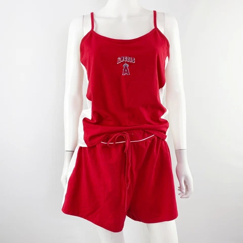 Vintage Anaheim Angels Size XL Red Tank Top & Matching Shorts Set Fitness Outfit Cover