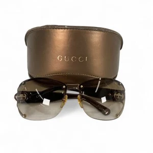 GUCCI Sunglasses -- GLD BRW Women's GG2820 / Used / Good / JAPAN / with a case - Picture 1 of 8
