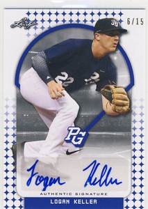 LOGAN KELLER 2018 Leaf Perfect Game PG Blue AUTO /15 ALABAMA