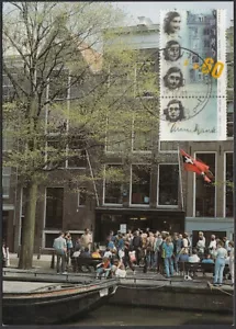JUDAICA - ISRAEL Sc #985.2 - ANNE FRANK HOUSE in AMSTERDAM mit ANNE FRANK BRIEFMARKE - Bild 1 von 1