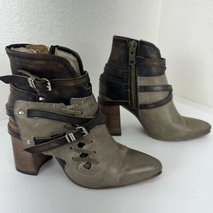 FREEBIRD Jerome Ankle Bootie Women’s Green Brown Size 9 Boho Western Cowgirl - Picture 1 of 15