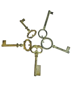 5 Decorative Metal Skeleton Jailor Keys Set - Picture 1 of 4